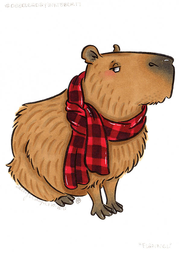 600x840 flannel capybara wearing a buffalo plaid flannel scarf etsy