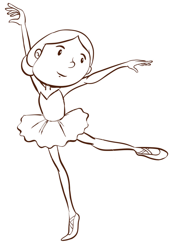 700x1000 Illustration Of A Plain Drawing Of A Ballerina On A White