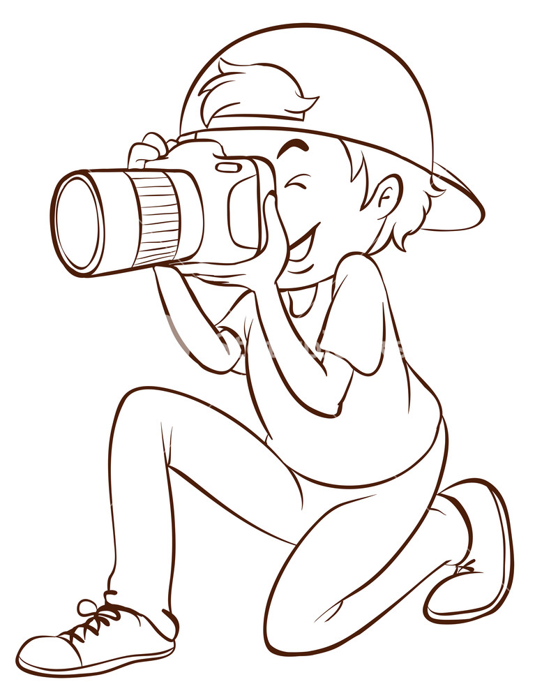 767x1000 Illustration Of A Plain Drawing Of A Photographer On A White