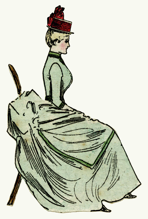 607x900 Woman Wearing Plain Green Walking Dress Drawing