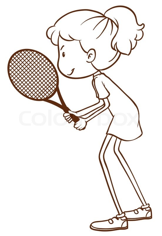 551x800 A Plain Drawing Of A Tennis Player On Stock Vector Colourbox