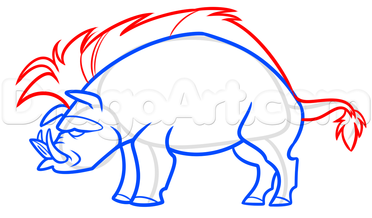1293x758 How To Draw A Hog, Step