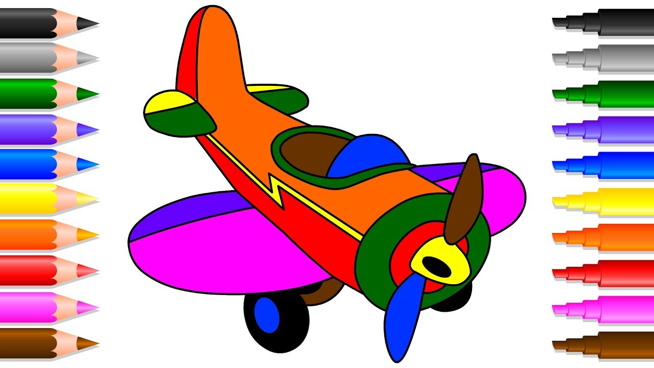 1280x720 Plane Coloring Pages For Kids Drawing Coloring Plane Cartoon