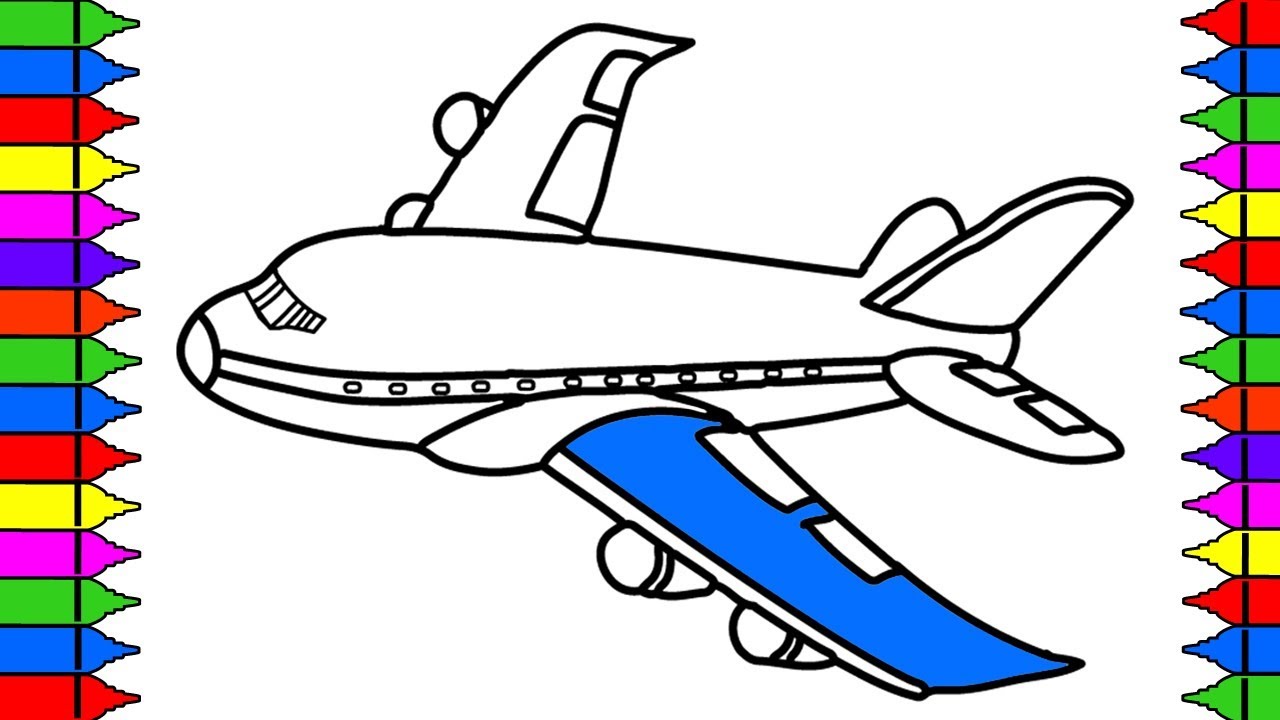 1280x720 How To Draw Airplane Coloring Pages Kids Learn Drawing Art
