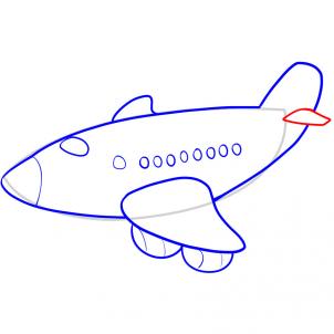 302x302 How To Draw A Plane For Kids, Step