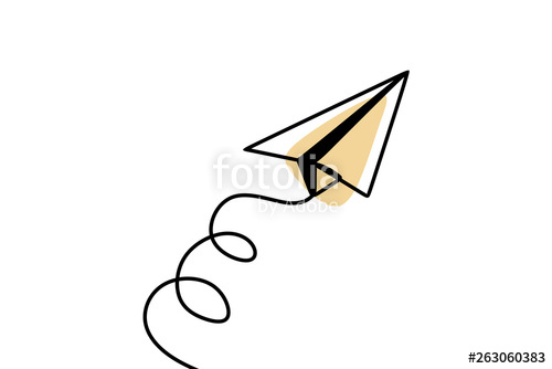 500x334 Continuous Line Drawing Of Paper Plane Craft Minimalism Style