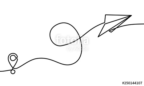 500x300 Continuous Line Drawing Of Plane Paper Vector Illustration Vector