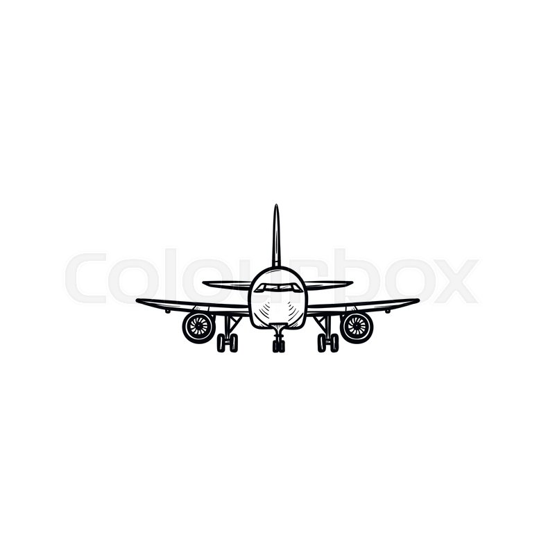 800x800 Front View Of Airplane Hand Drawn Stock Vector Colourbox