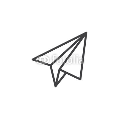 400x400 Origami Plane Line Icon, Outline Vector Sign, Linear Style