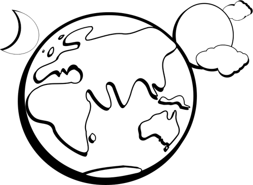 500x366 Vector Graphics Of Abstract Earth Drawing With Surrounding Planets