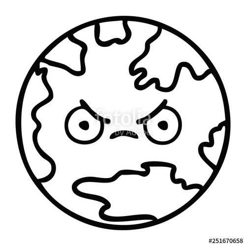500x500 Line Drawing Cartoon Planet Earth Stock Image And Royalty Free