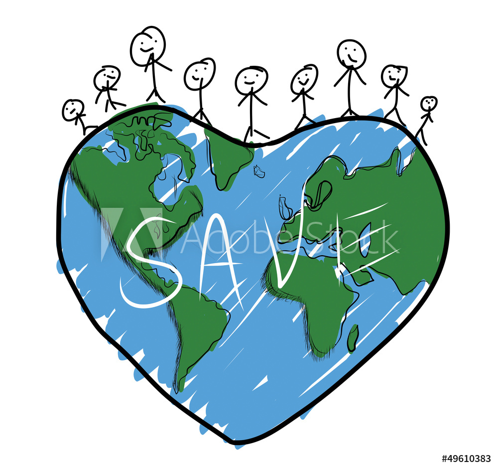 1000x943 Photo Art Print Drawing Happy Family On The Planet Earth