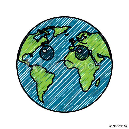 500x500 Cartoon Earth Globe Planet Sad Character Vector Illustration
