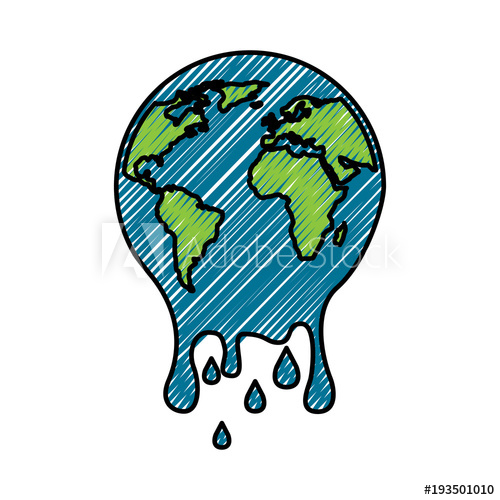 500x500 Melting Globe Planet Earth Warming Environment Concept Vector