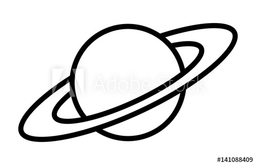500x322 Planet Saturn With Planetary Ring System Line Art Icon