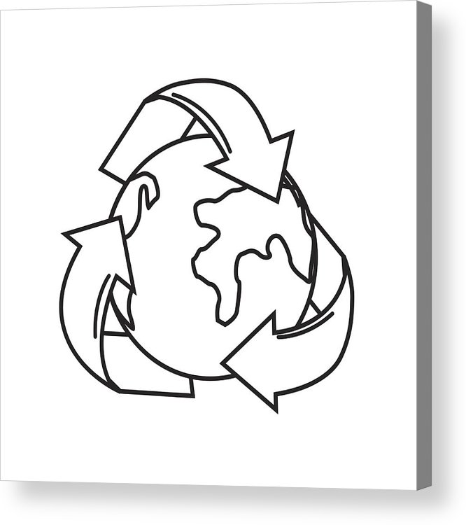 666x750 Silhouette Earth Planet Inside Of Recycling Symbol Acrylic Print