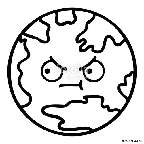 500x500 Line Drawing Cartoon Planet Earth Stock Image And Royalty Free