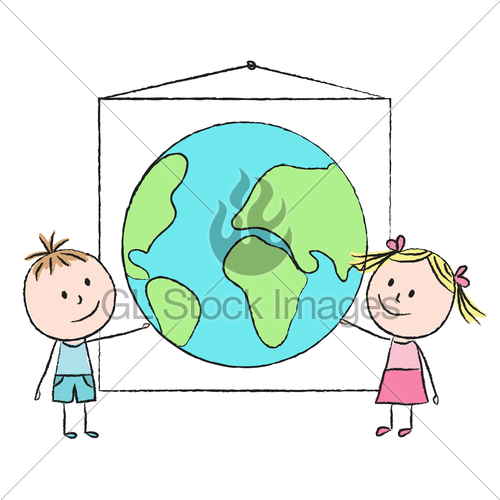 500x500 Kids With Planet Gl Stock Images