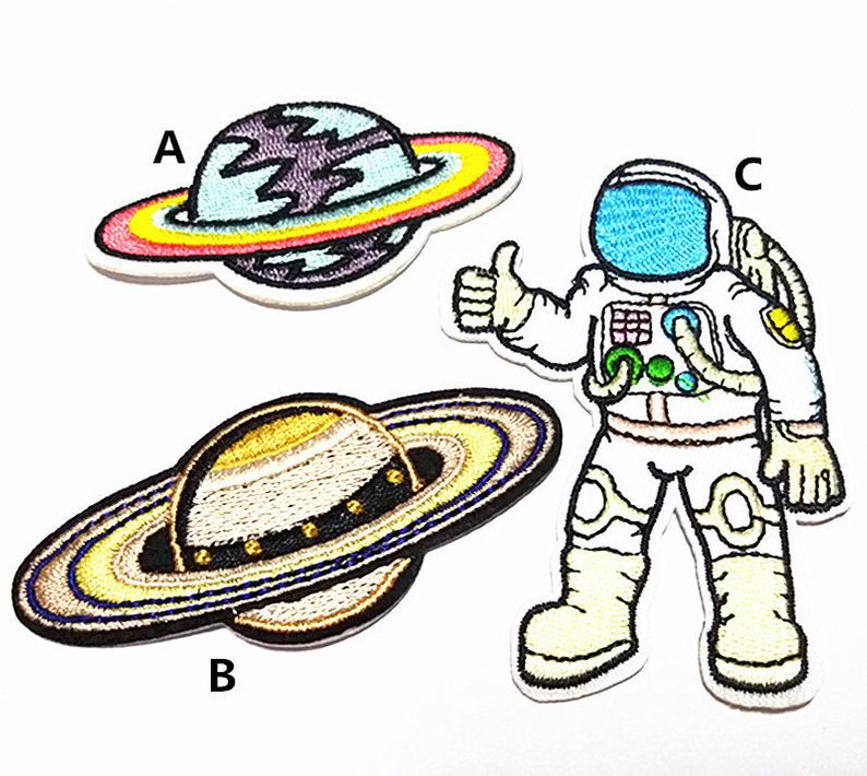 794x710 Cartoon Planet Astronaut Embroidered Applique Kids Patch Iron Etsy