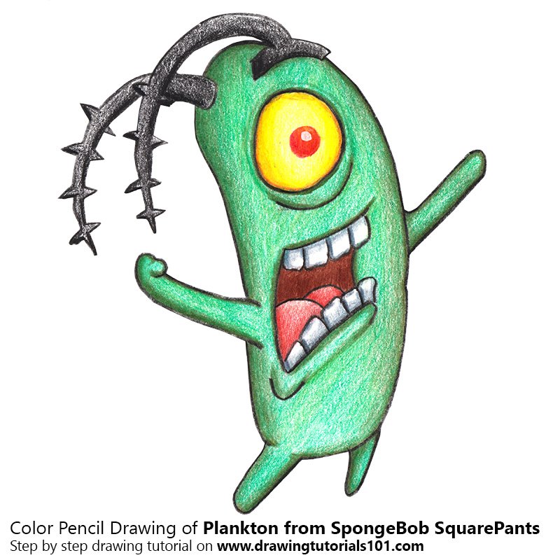 800x800 Plankton From Spongebob Squarepants Colored Pencils