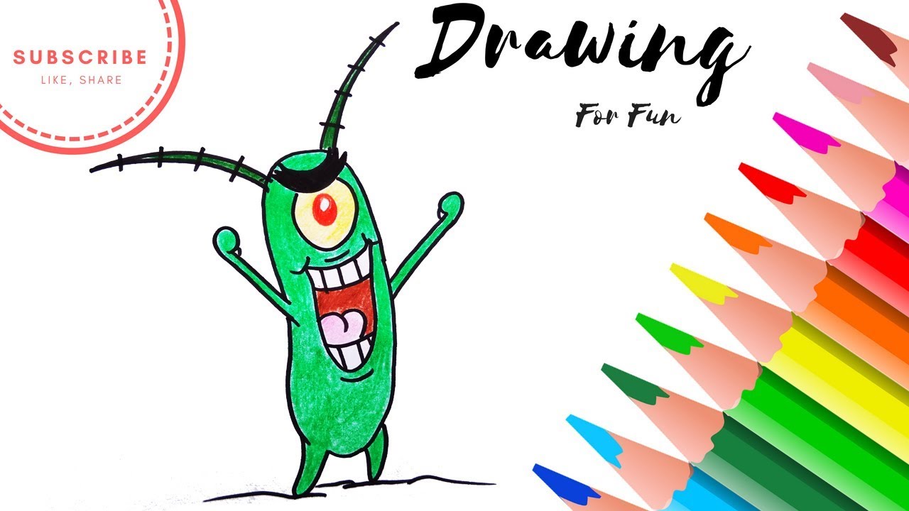 1280x720 How To Draw And Coloring Plankton Drawing Character In Spongebob