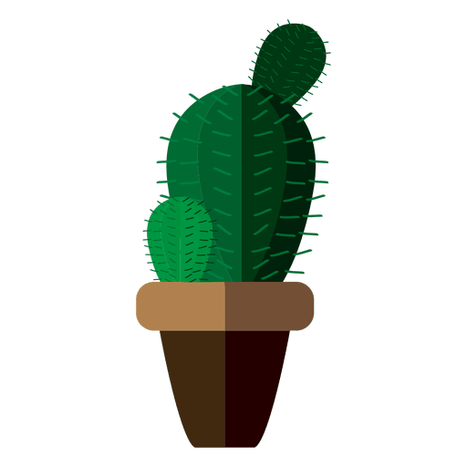 512x512 Flat Rounded Cactus Pot Drawing