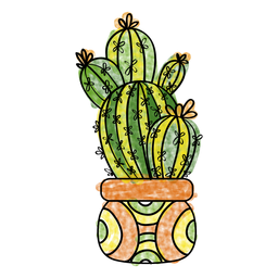256x256 Hand Drawn Watercolor Cactus Plant Pot In Cactus