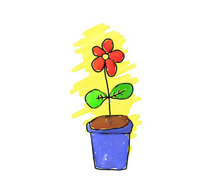 300x268 Simple Handmade Drawing Of A Flower Pot Royalty Free Stock Image