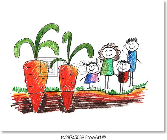 560x470 Free Art Print Of Happy Family Kids Drawing Style Picture
