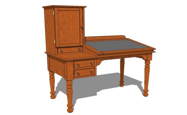 650x400 american walnut plantation desk drawing details skp