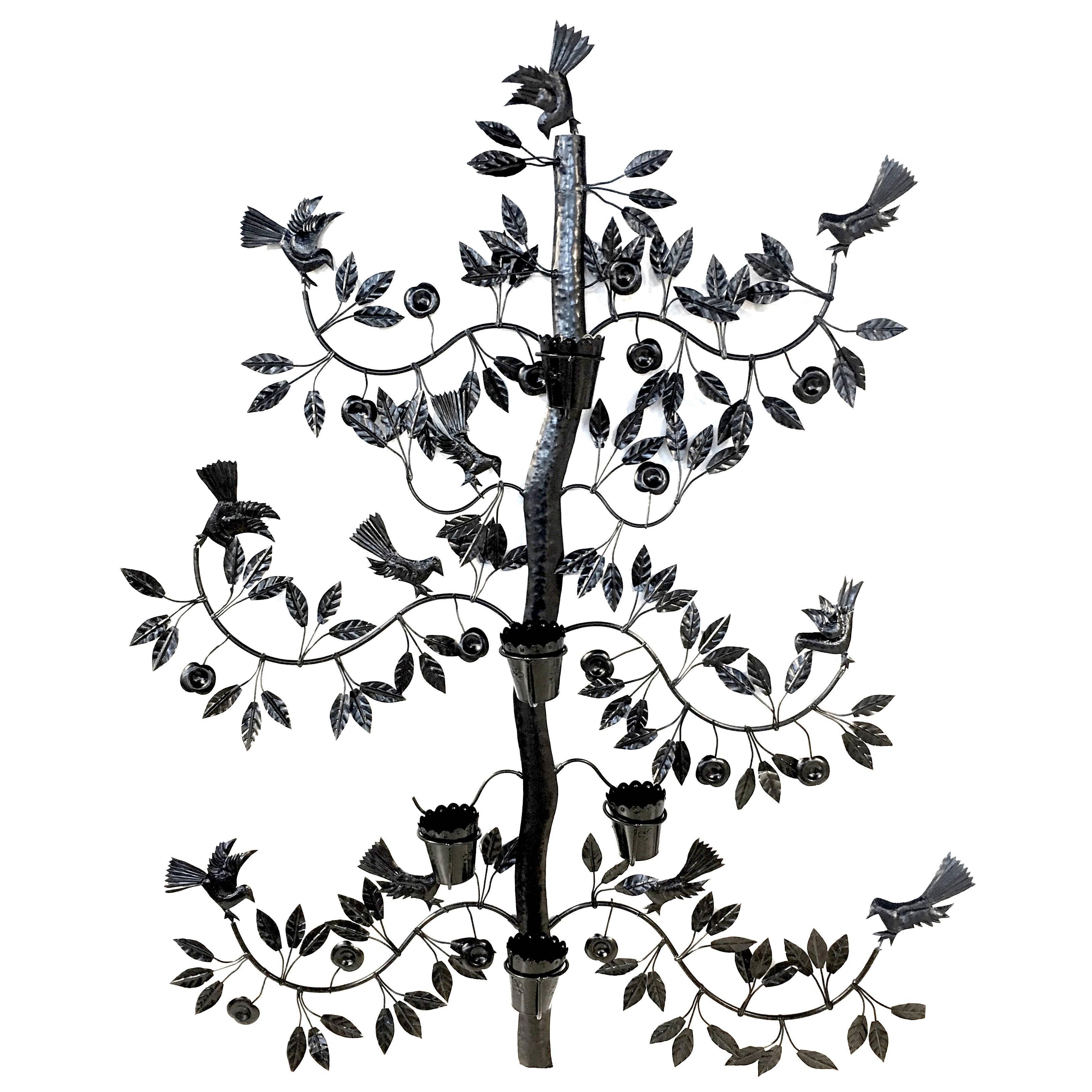 3238x3238 mexican black wrought iron tree of life wall planter for sale