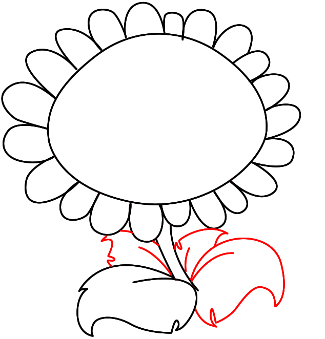 634x662 How To Draw The Sunflower From Plants Vs Zombies