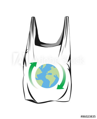 409x500 Vector Drawing Of A Plastic Bag With Green Arrows And A Image