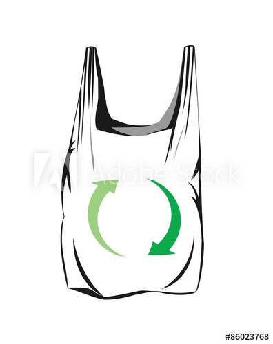 396x500 Vector Drawing Of A Plastic Bag With Green Arrows Representing