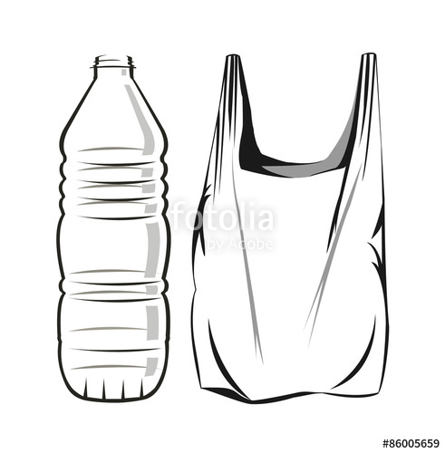 491x500 Vector Image Of A Plastic Water Bottle And Bag Stock Image