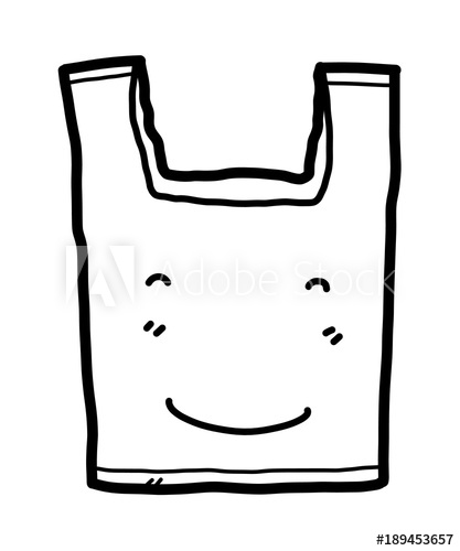 417x500 Smile Plastic Bag Cartoon Vector And Illustration, Black
