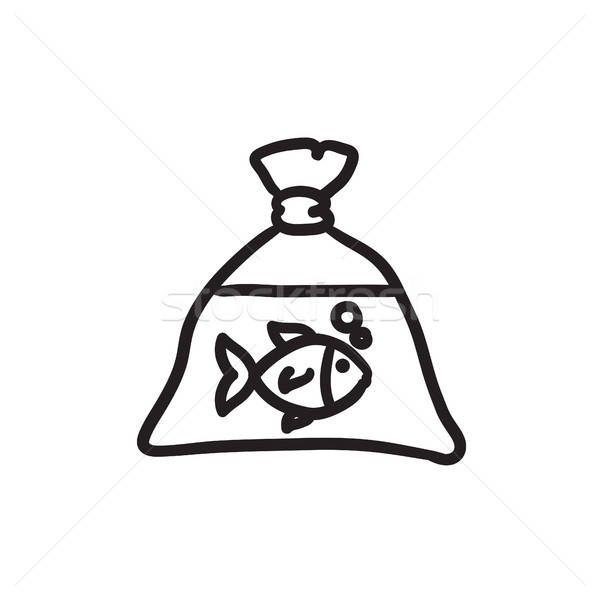 600x600 Fish In Plastic Bag Sketch Icon Vector Illustration Andrei
