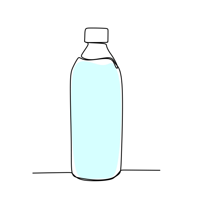 640x640 Continuous Line Drawing Of A Minimalist Bottle Drink Design, Clear