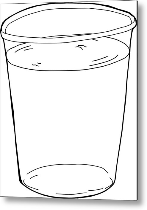 494x703 Outlined Plastic Cup Of Water Metal Print