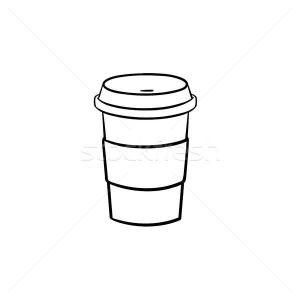 600x600 Plastic Cup Of Chocolate Coffee Hand Drawn Icon Vector