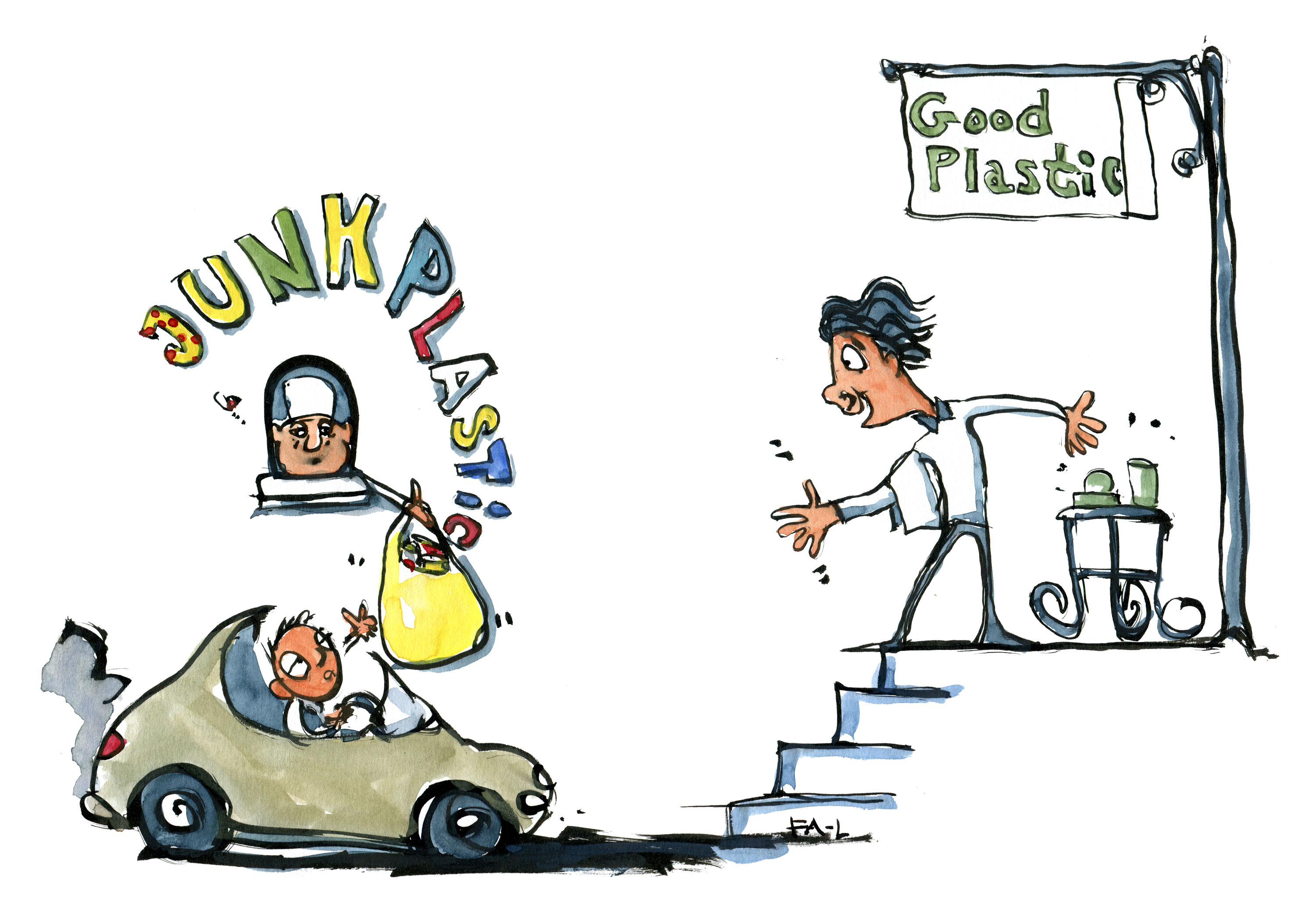 3000x2091 Junk Plastic Vs Good Plastic Reportage Illustrations