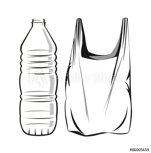 491x500 Vector Image Of A Plastic Water Bottle And Bag
