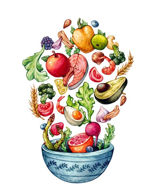540x675 Healthy Food Olga Svart Illustration Food Illustrations