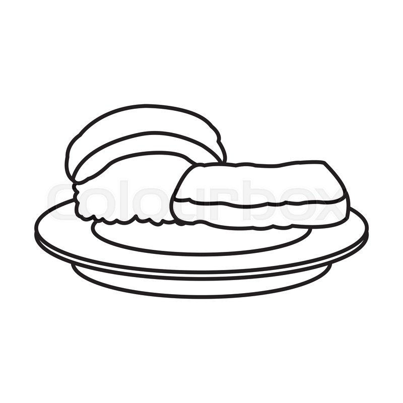 800x800 Sushi Food Japanese Fish Rice Plate Stock Vector Colourbox