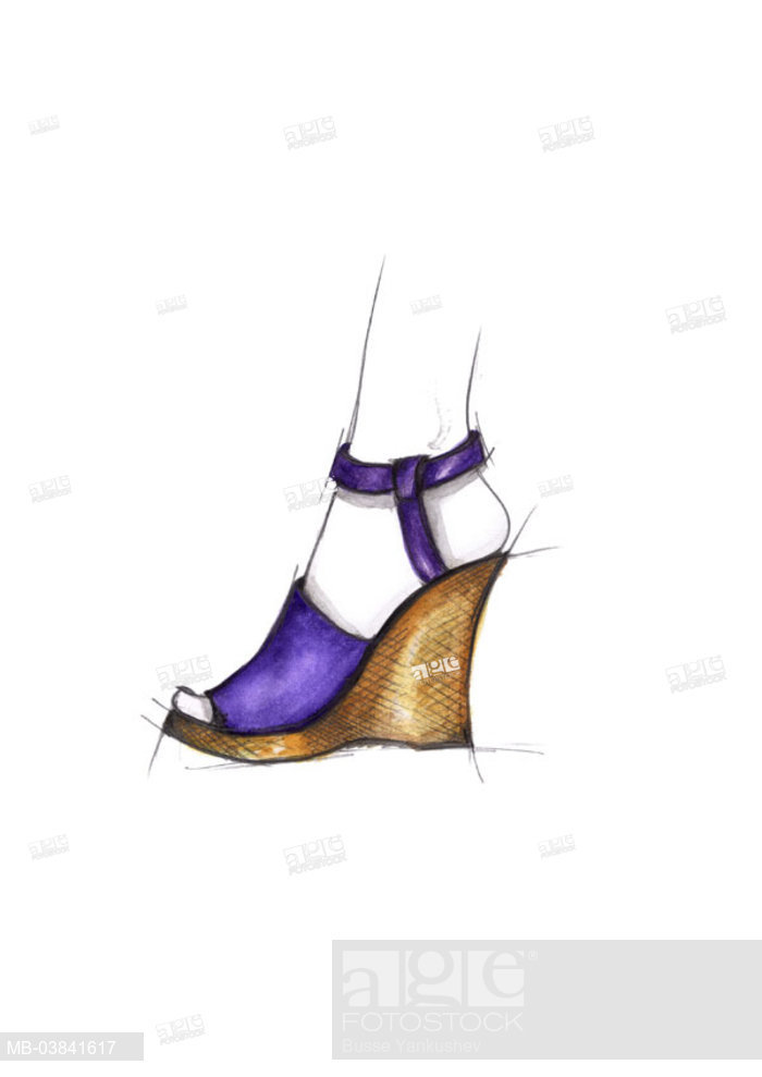 700x989 Illustration, Women Foot, Sommerschuh, Purple, Series, Drawing