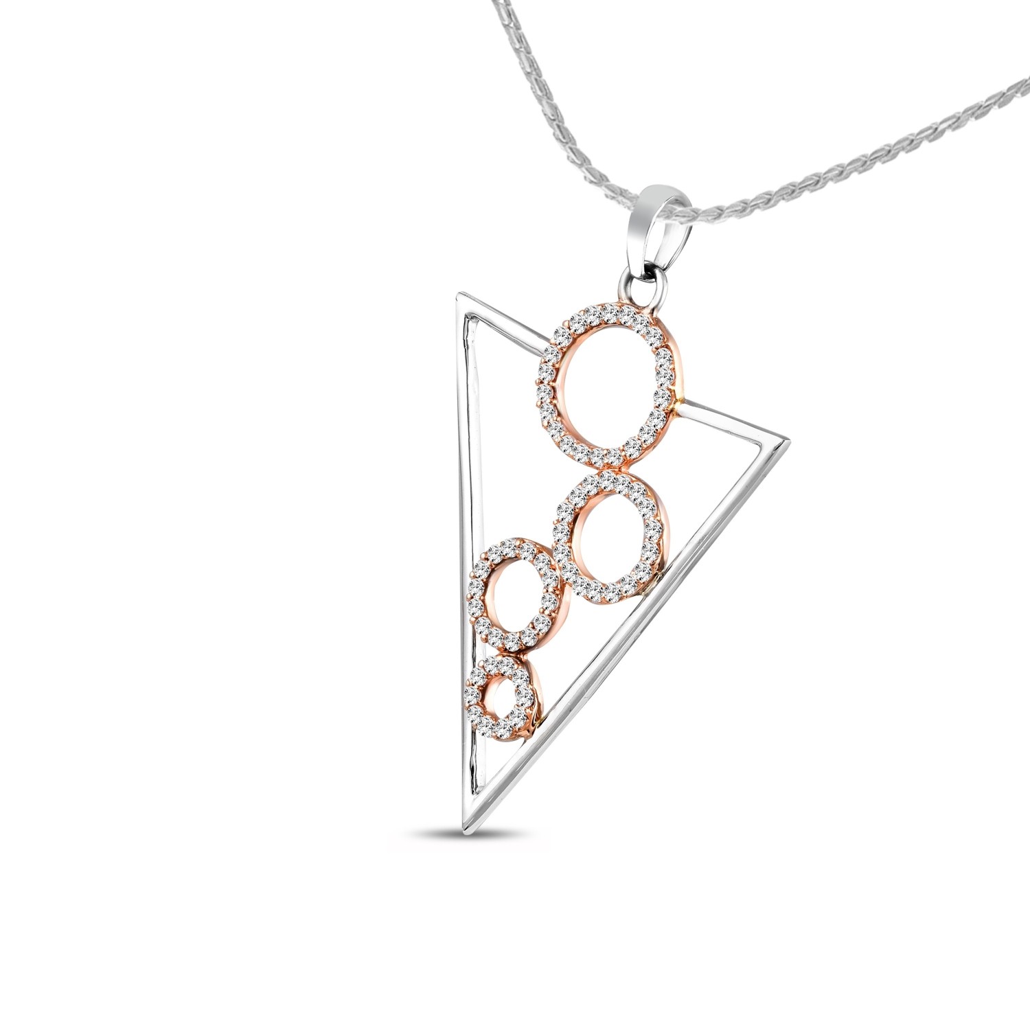 1500x1500 Triangular Platinum With Rose Gold Pendant