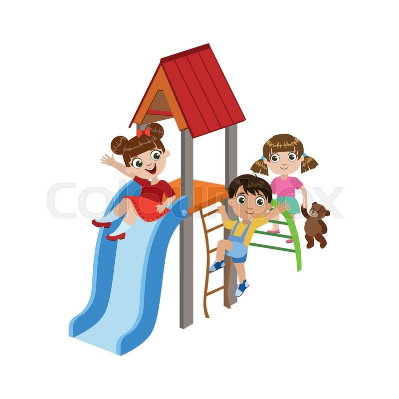 800x800 Kids Playing On The Playground Stock Vector Colourbox