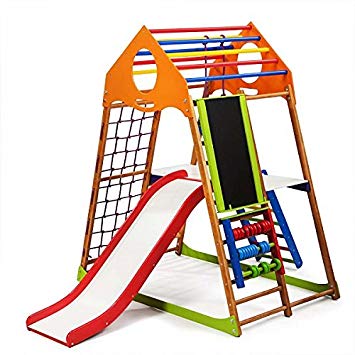 355x355 Kids Home Wooden Playground With Toboggan Plus