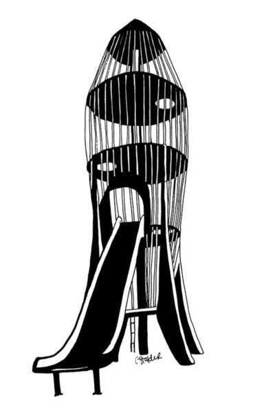 381x600 Rocket Ship At The Park Drawing