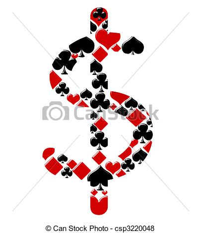 405x470 Four Card Suits Making A Dollar Symbol On A White Background